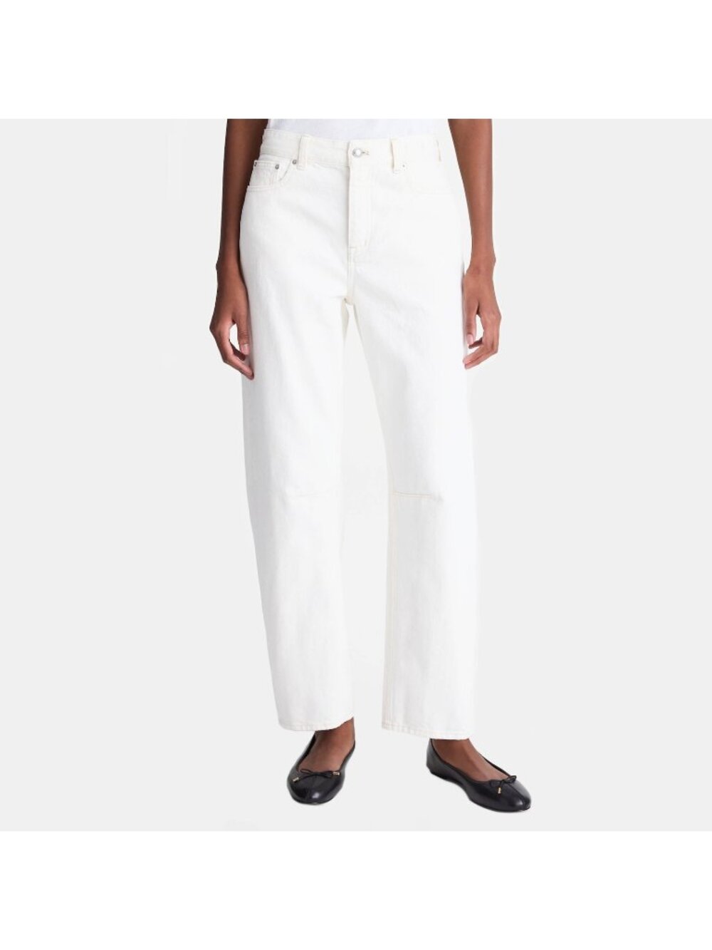 Madewell The Darted Barrel-Leg Jean Ecru Cream Button Fly 27T X 29 NWT